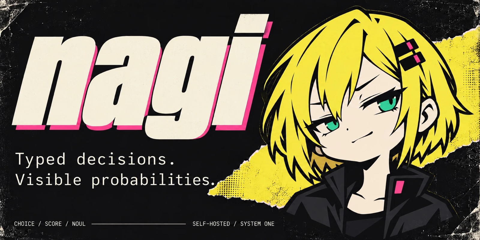 Nagi: Typed decisions. Visible probabilities.